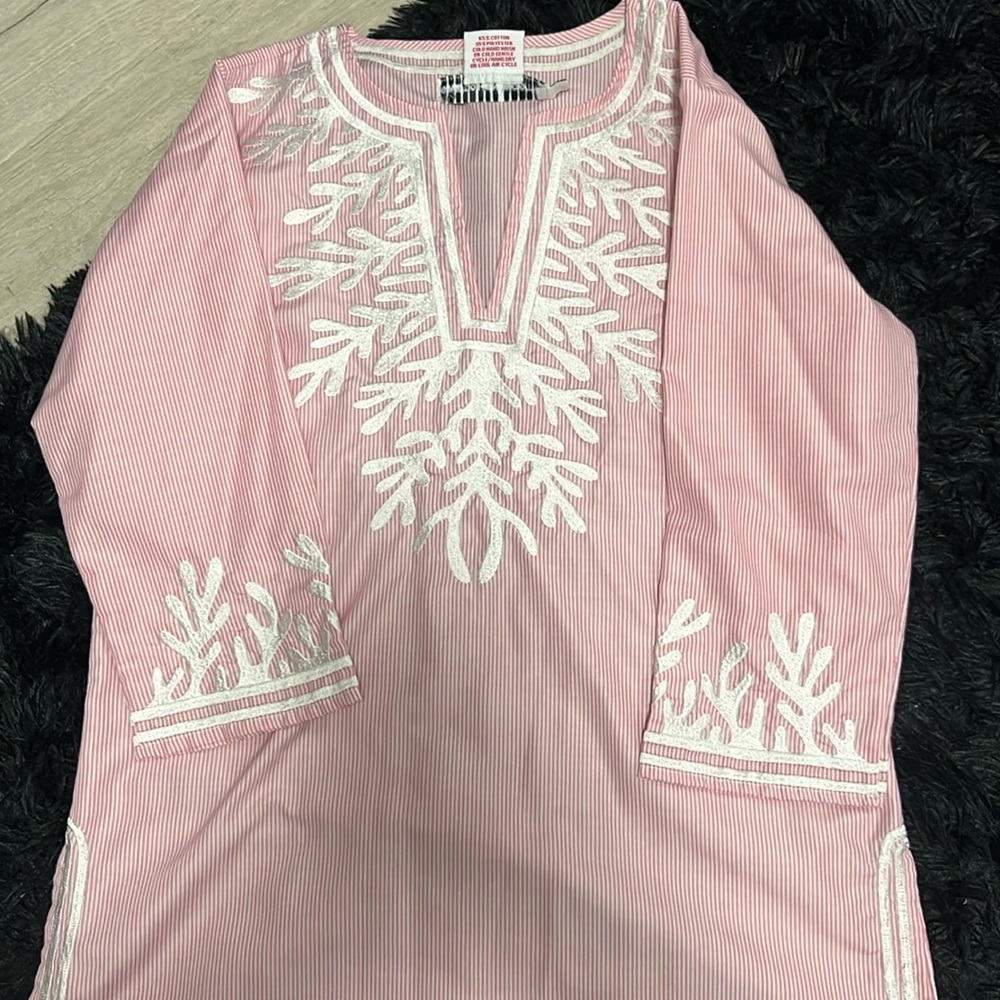 Gretchen Scott blouse, size Small, white and pink